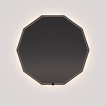 Quorum International Deca 24" Geometric Flat Metal Framed Wall Mounted Bathroom Mirror with LED Lighting Black