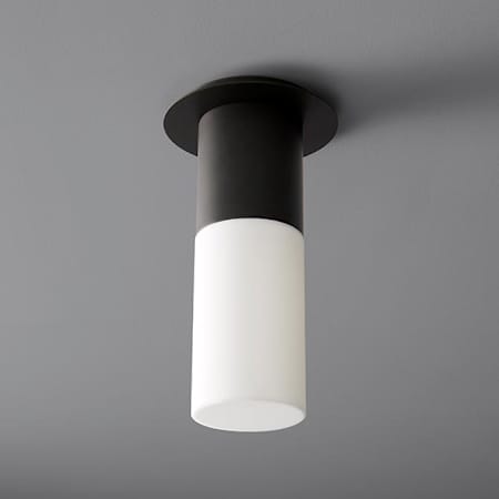 Quorum International Pilar 6" Wide 11" Tall LED Flush Mount Ceiling Fixture Black / Matte White Acrylic