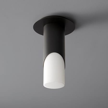 Quorum International Ellipse 6" Wide LED Flush Mount Ceiling Fixture with 2-3/4" Diameter Diffuser Black / Matte Opal Glass