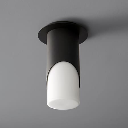 Quorum International Ellipse 6" Wide LED Flush Mount Ceiling Fixture with 3-1/2" Diameter Diffuser Black / Matte Opal Glass