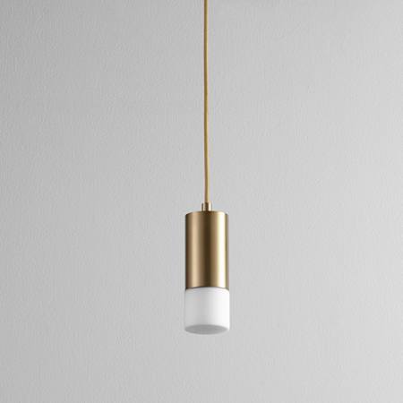 Quorum International Magneta 3" Wide LED Mini Pendant Aged Brass / Matte Opal Shade