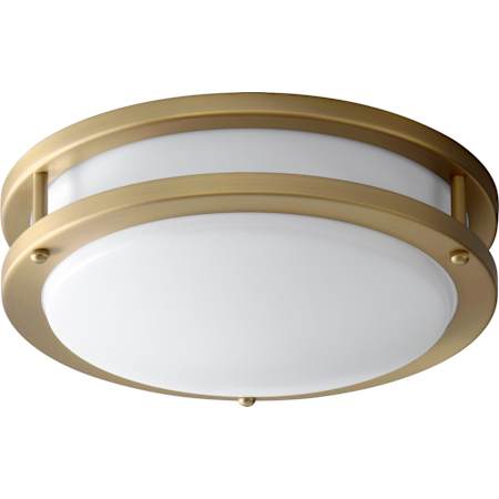 Quorum International Oracle 11" Wide LED Flush Mount Bowl Ceiling Fixture / Converts to Wall Sconce Aged Brass