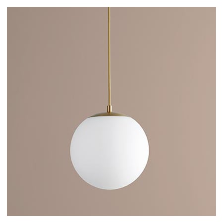 Quorum International Luna 10" Wide LED Pendant with Frosted Glass Shade Aged Brass