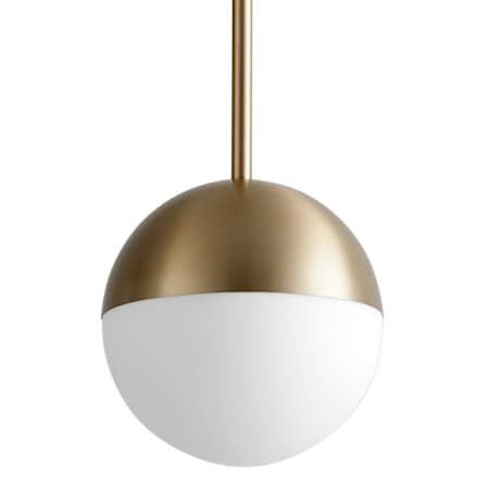 Quorum International Mondo 6" Wide LED Mini Pendant with Frosted Glass Shade Aged Brass