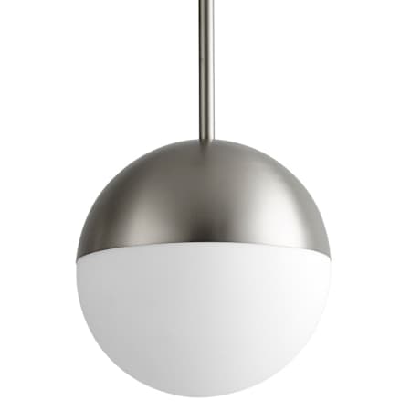 Quorum International Mondo 10" Wide LED Mini Pendant with Frosted Glass Shade Satin Nickel