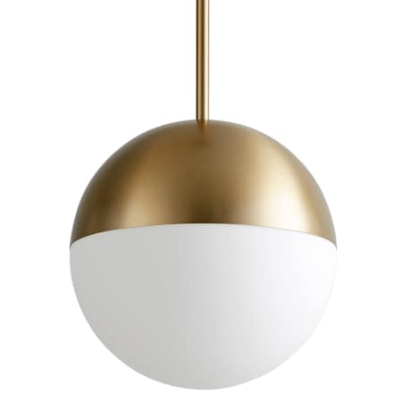 Quorum International Mondo 12" Wide LED Pendant with Frosted Glass Shade Aged Brass