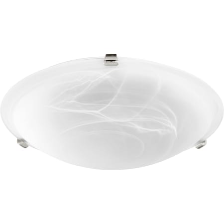 Quorum International Satin 3 Light 16" Wide Flush Mount Bowl Ceiling Fixture with Shade Polished Nickel / Faux Alabaster
