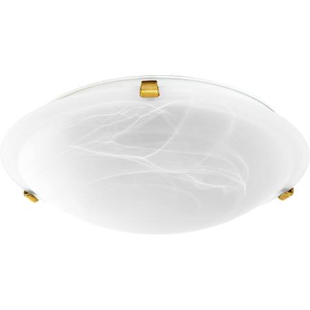 Quorum International Satin 3 Light 16" Wide Flush Mount Bowl Ceiling Fixture with Shade Aged Brass / Faux Alabaster