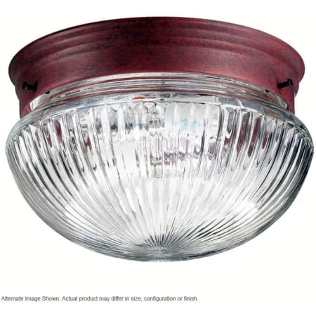 Quorum International 1 Light Flushmount Ceiling Fixture with Clear Ribbed Glass Shade Cobblestone