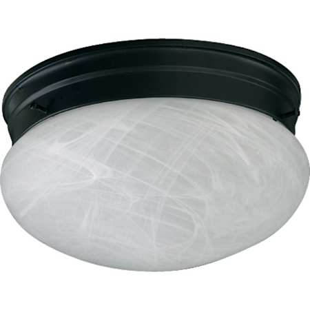 Quorum International 2 Light Flushmount Ceiling Fixture with Faux Alabaster Frosted Glass Shade Brushed Steel