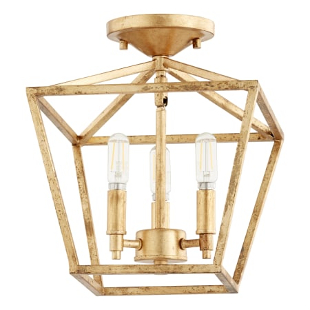 Quorum International Gabriel 3 Light 10" Wide Semi-Flush Ceiling Fixture Gold Leaf