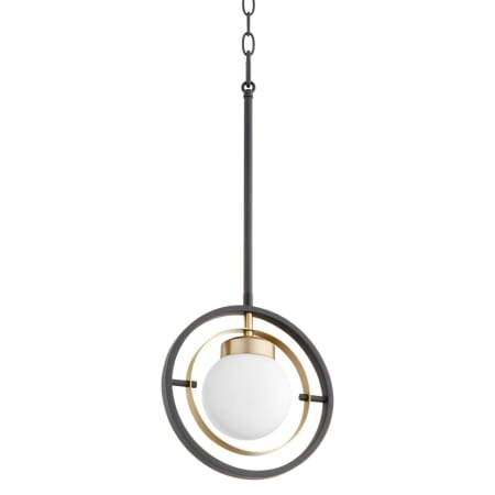 Quorum International Nimbus 10" Wide Mini Pendant Textured Black / Aged Brass