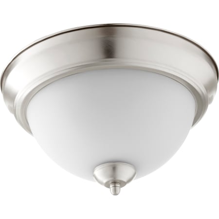 Quorum International 2 Light 12" Wide Flush Mount Bowl Ceiling Fixture Satin Nickel / Satin Opal