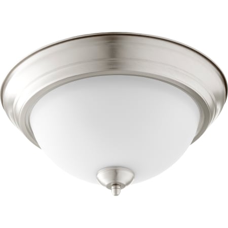 Quorum International 2 Light 14" Wide Flush Mount Bowl Ceiling Fixture Satin Nickel / Satin Opal