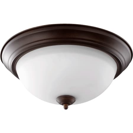 Quorum International 3 Light 16" Wide Flush Mount Bowl Ceiling Fixture Oiled Bronze / Satin Opal