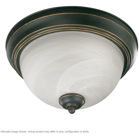 Quorum International 2 Light Flushmount Ceiling Fixture with Frosted Glass Shade Old World