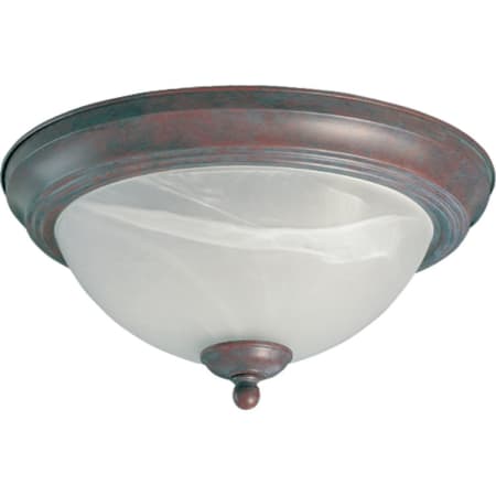 Quorum International 3 Light Flushmount Ceiling Fixture with Faux Alabaster Frosted Glass Shade Cobblestone / Faux Alabaster