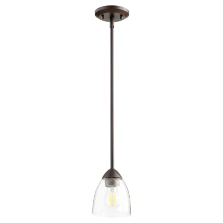 Quorum International Barkley 6" Wide Mini Pendant Oiled Bronze / Clear Seeded