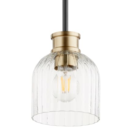Quorum International Monarch 6" Wide Mini Pendant Noir / Aged Brass