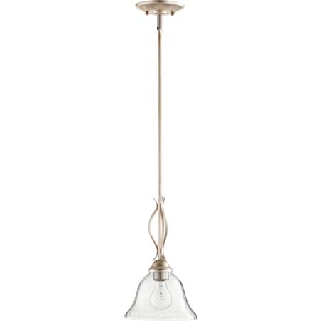 Quorum International Spencer Single Light 7-1/2" Wide Mini Pendant Aged Silver Leaf / Clear Seeded