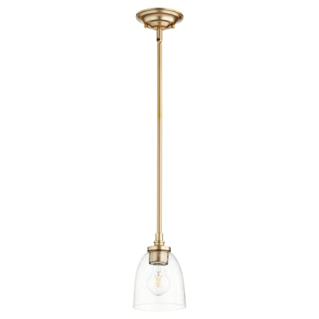 Quorum International Rossington 5" Wide Mini Pendant Aged Brass / Clear Seeded