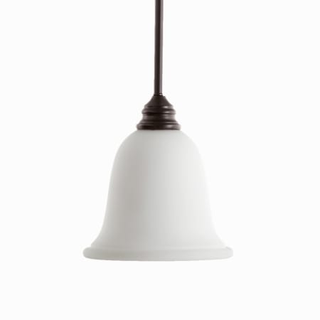 Quorum International Bryant Single Light 8" Wide Mini Pendant Oiled Bronze / Satin Opal