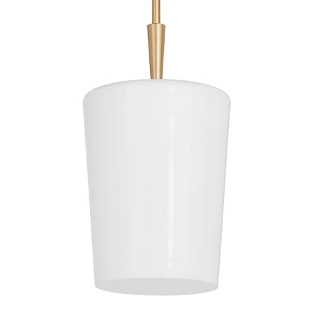 Quorum International Goodwin 8" Wide Mini Pendant with Opal Glass Shade Aged Brass