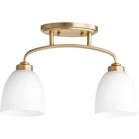 Quorum International Reyes 2 Light 16-1/4" Wide Semi-Flush Linear Ceiling Fixture Aged Brass