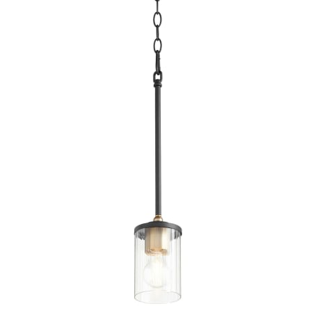 Quorum International Empire 4" Wide Mini Pendant Textured Black / Aged Brass