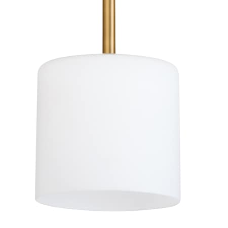 Quorum International Rutherford 8" Wide Mini Pendant with Satin Opal Shade Brushed Brass