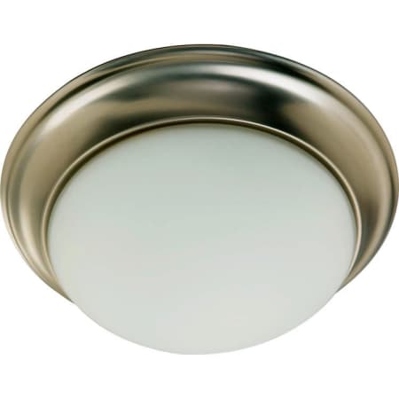 Quorum International 2 Light Flushmount Ceiling Fixture with Satin Opal Frosted Glass Shade Satin Nickel / Satin Opal