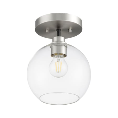 Quorum International Clarion 8" Wide Semi-flush Globe Ceiling Fixture with Shade Textured Black / Satin Nickel