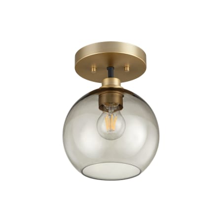 Quorum International Clarion 8" Wide Semi-flush Globe Ceiling Fixture Textured Black / Aged Brass