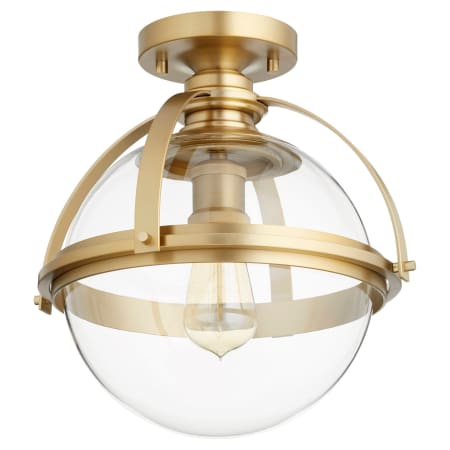 Quorum International Meridian 13" Wide Semi-flush Globe Ceiling Fixture Aged Brass
