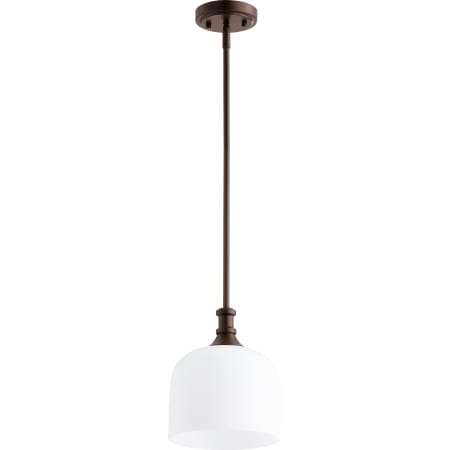 Quorum International Richmond Single Light 8" Wide Mini Pendant with Satin Opal Shade Oiled Bronze