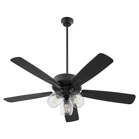 Quorum International Ovation 52" 5 Blade 3 Light Indoor Ceiling Fan with Clear Glass Shades Matte Black