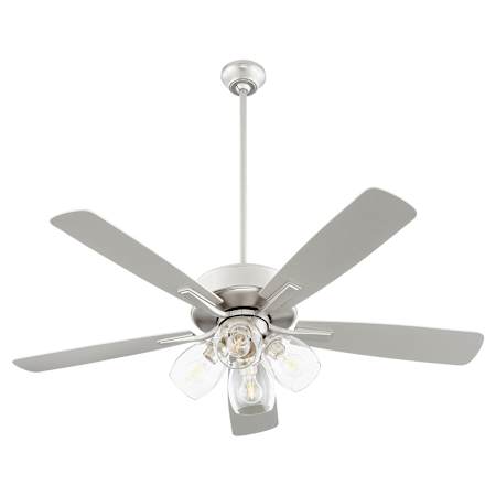 Quorum International Ovation 52" 5 Blade 4 Light Indoor Ceiling Fan with Clear Glass Shades Satin Nickel