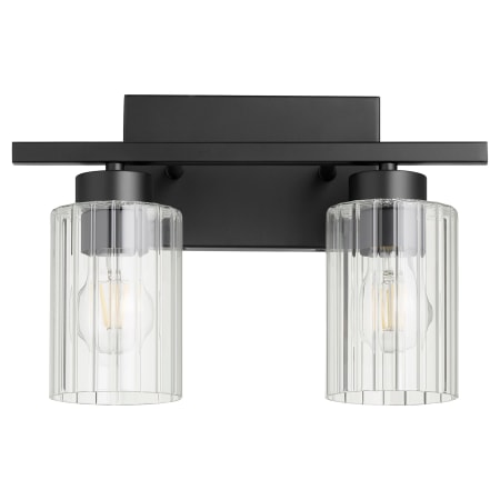 Quorum International Ladin 2 Light 14" Wide Vanity Light Textured Black / Clear Fluted Glass