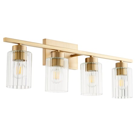 Quorum International Ladin 4 Light 30" Wide Vanity Light Aged Brass / Clear Fluted Glass