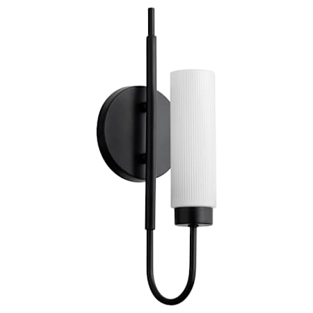 Quorum International Jerome 16" Tall Wall Sconce with Ribbed, Milky Glass Shade Matte Black