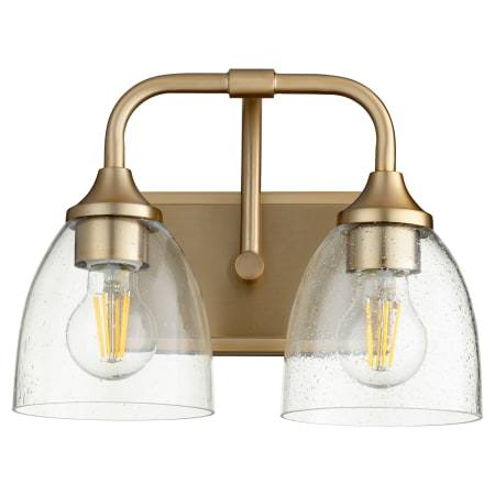 Quorum International Enclave 2 Light 13" Wide Vanity Light Aged Brass / Clear Seeded