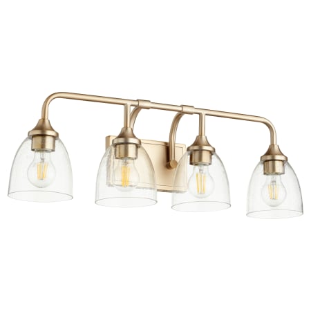 Quorum International Enclave 4 Light 27" Wide Vanity Light Aged Brass / Clear Seeded