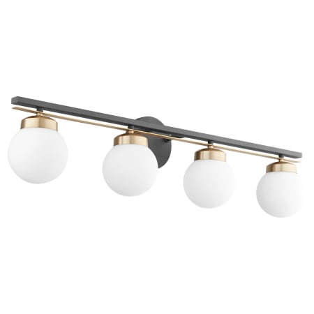 Quorum International Nimbus 4 Light 34" Wide Vanity Light Textured Black / Aged Brass