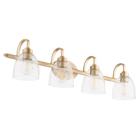 Quorum International Reyes 4 Light 34" Wide Vanity Light Aged Brass / Clear Seeded