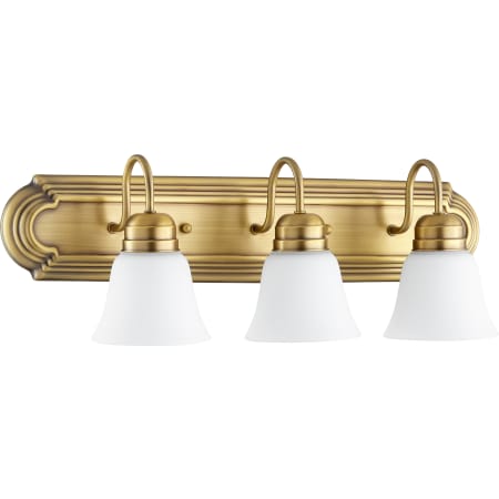 Quorum International 3 Light 24" Wide Bathroom Vanity Light Aged Brass / Satin Opal