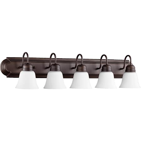 Quorum International Fort Worth 5 Light 36" Wide Vanity Light Oiled Bronze / Satin Opal