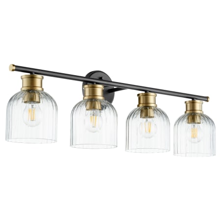 Quorum International Monarch 4 Light 32" Wide Bathroom Vanity Light Noir / Aged Brass