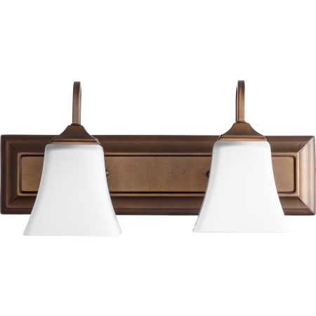 Quorum International 2 Light 18" Wide Bathroom Vanity Light Oiled Bronze / Satin Opal