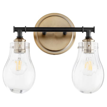 Quorum International Fort Worth 2 Light 14" Wide Vanity Light Textured Black / Aged Brass