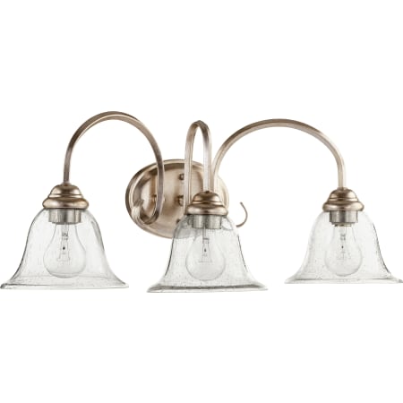Quorum International Spencer 3 Light 25" Wide Bathroom Vanity Light Aged Silver Leaf / Clear Seeded